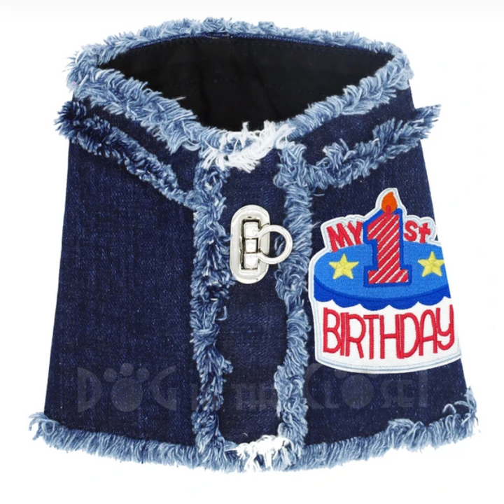 1st Birthday (Blue) Denim Harness Vest