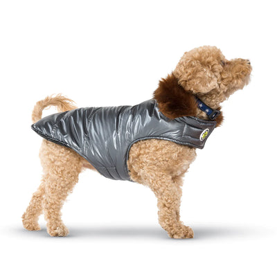 Aspen Silver Puffer Dog Coat