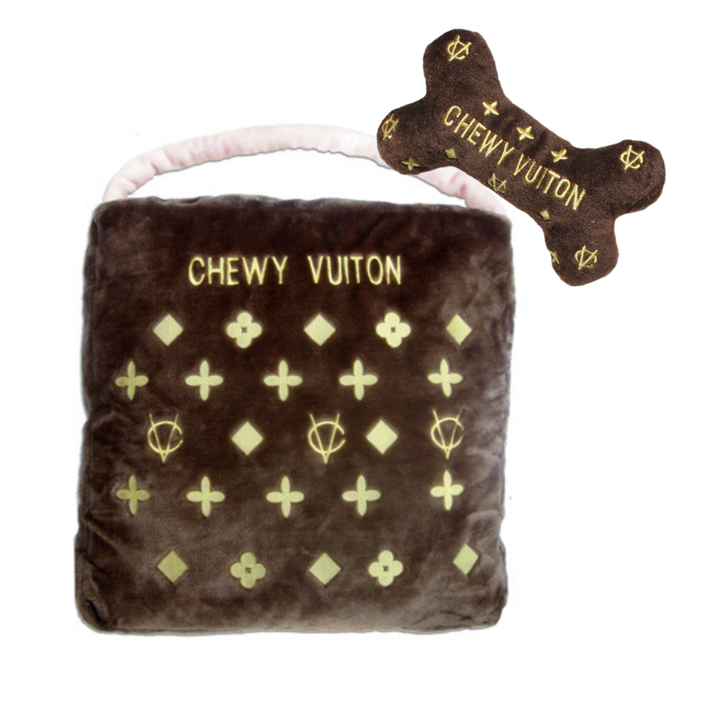 Brown Chewy Vuton Bed + Toy