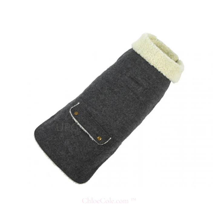 Wool Fleece Lined Dog Coat - Gray