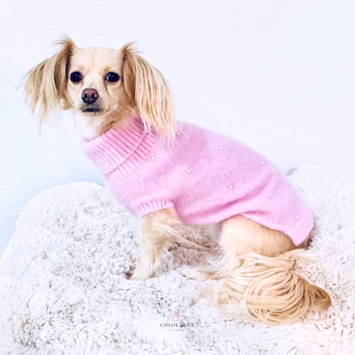 Luxury Angora Dog Sweater - Pink