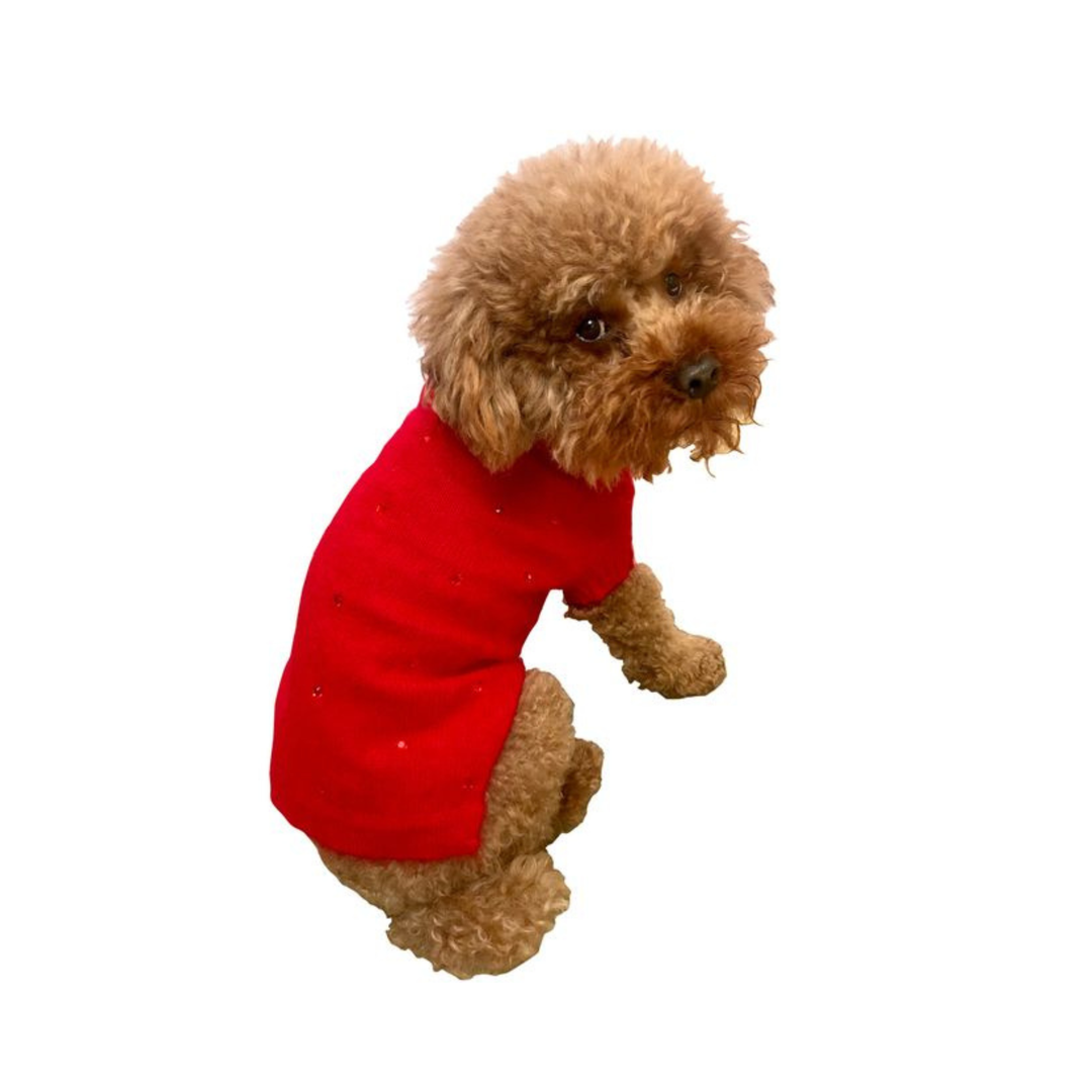 Glam Rhinestone Angora Dog Sweater