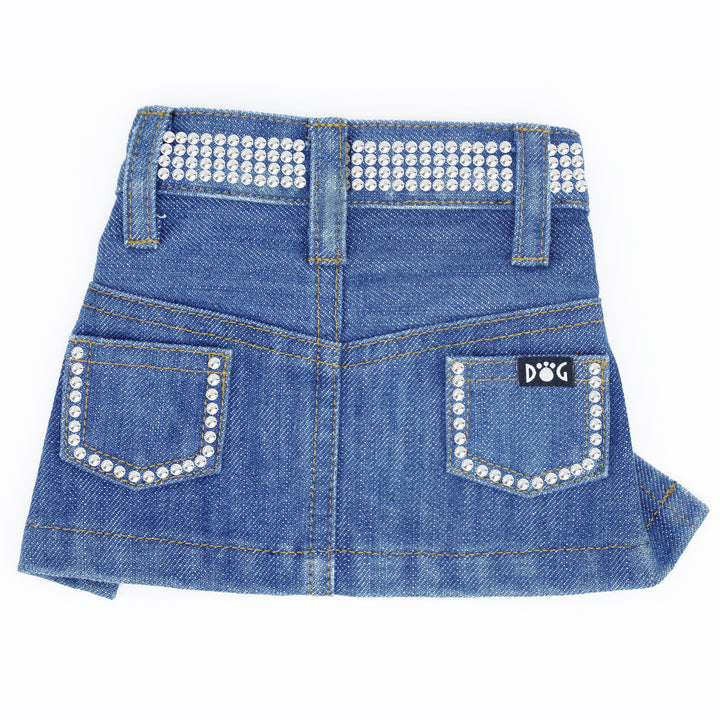 Blue Jane Denim Dog Skirt with Rhinestones