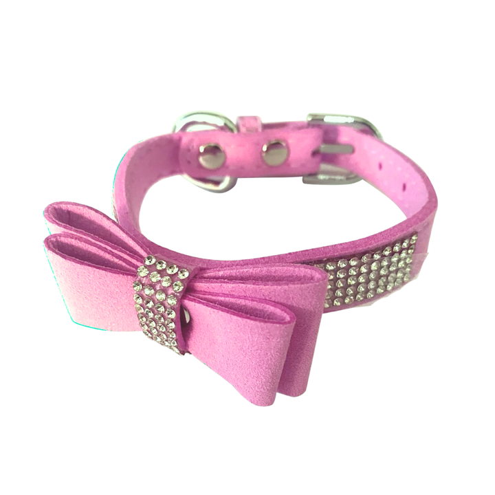 Bow Tie Faux Suede Dog Collar - 3 Colors