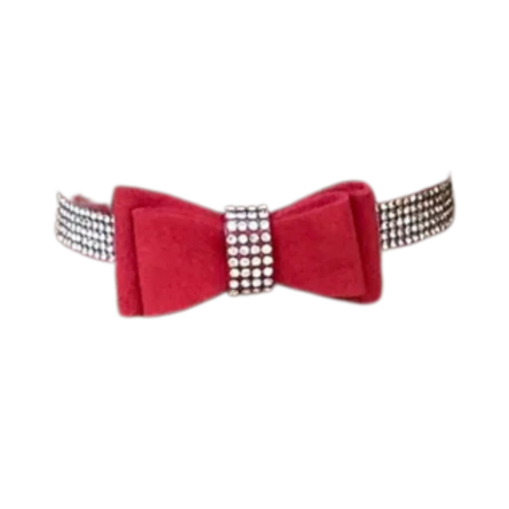 Bow Tie Faux Suede Dog Collar - 3 Colors