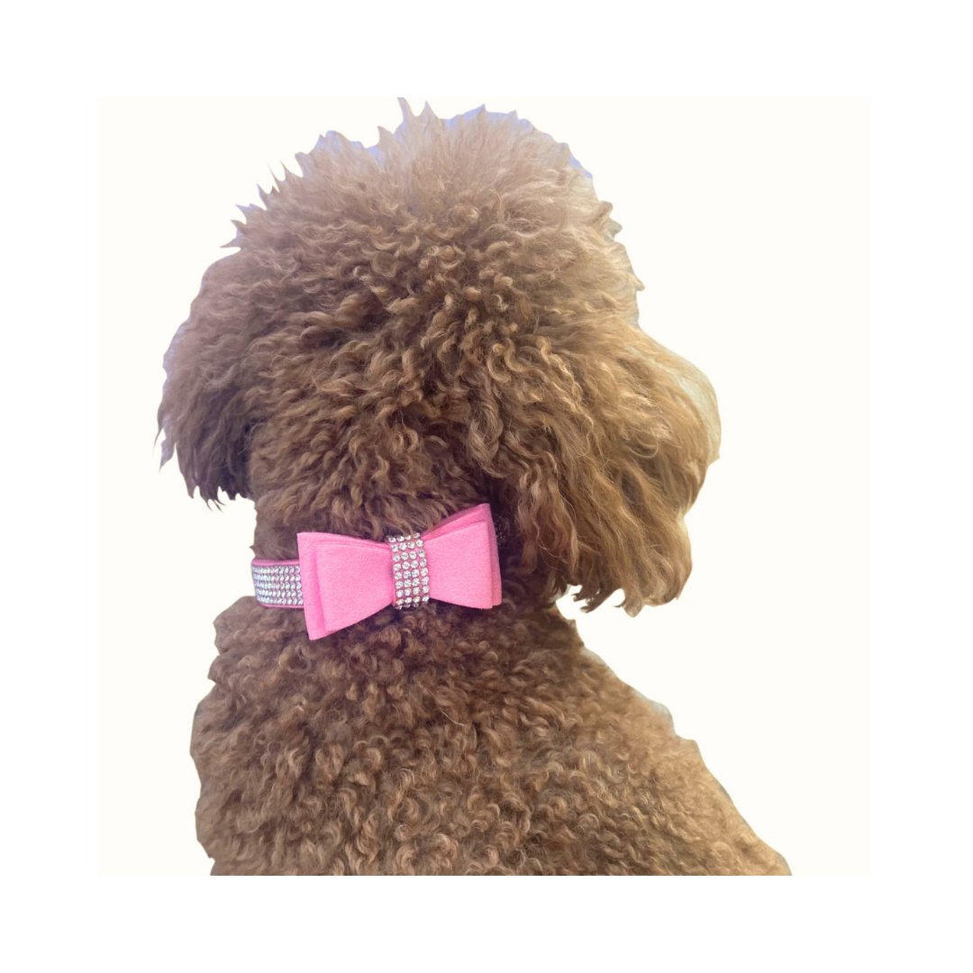 Bow Tie Faux Suede Dog Collar - 3 Colors