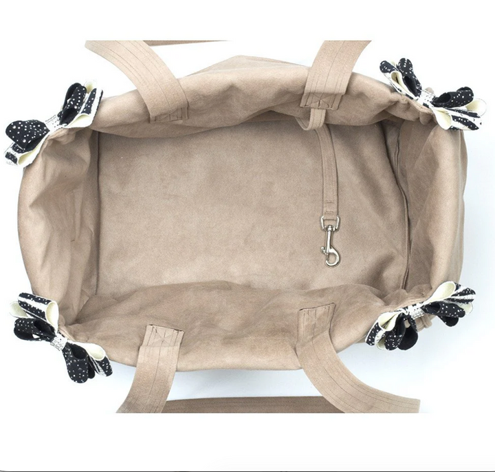Silver Stardust on Black & Zebra Double Nouveau Bow Fawn Luxury Carrier