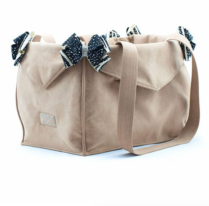Silver Stardust on Black & Zebra Double Nouveau Bow Fawn Luxury Carrier