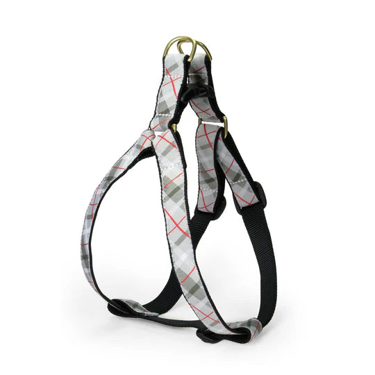 Gray Plaid Dog Harness (Optional Leash)