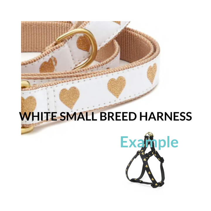 White Heart Of Gold Small Breed Dog Harness (Opt Leash)