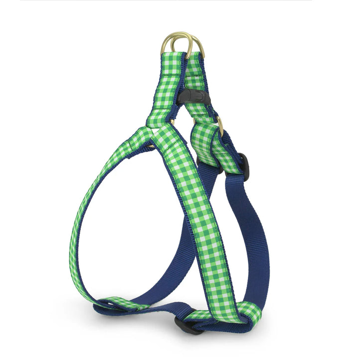 Lime Gingham Dog Harness (optional Leash)