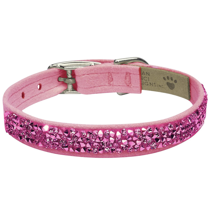 Pink Crystal Rocks 1/2" Dog Collar