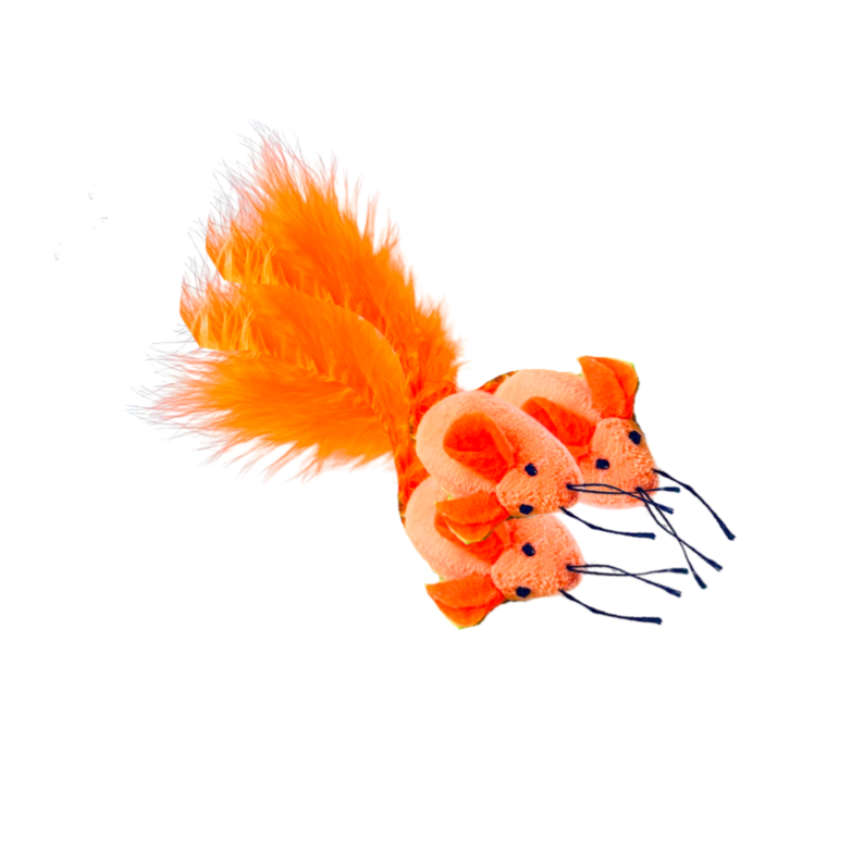 Three Feather Mice Catnip Toys - Orange