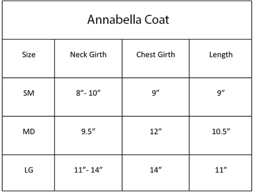 Annabella Dog Coat (8 Colors)