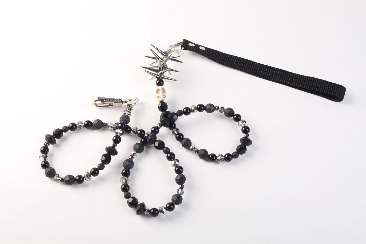 Skull Leash with Beads and Spikes