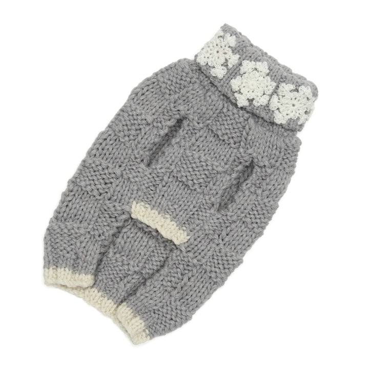 Snowflake Basketweave Gray Dog Sweater