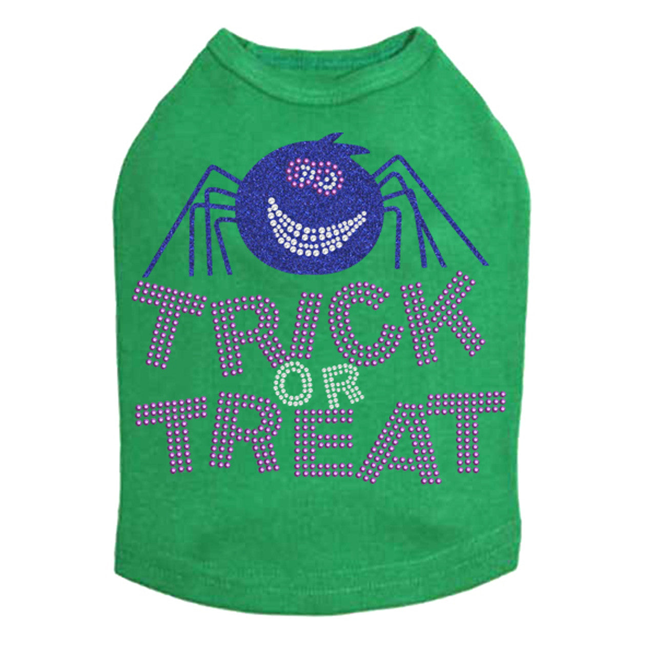 Trick or Treat with Blue Glitter Spider Halloween Custom Dog Tank
