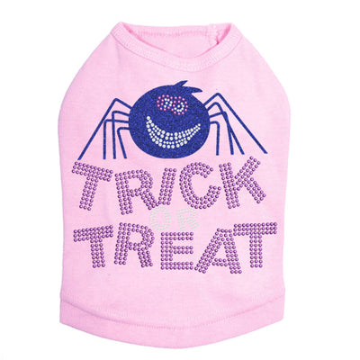 Trick or Treat with Blue Glitter Spider Halloween Custom Dog Tank