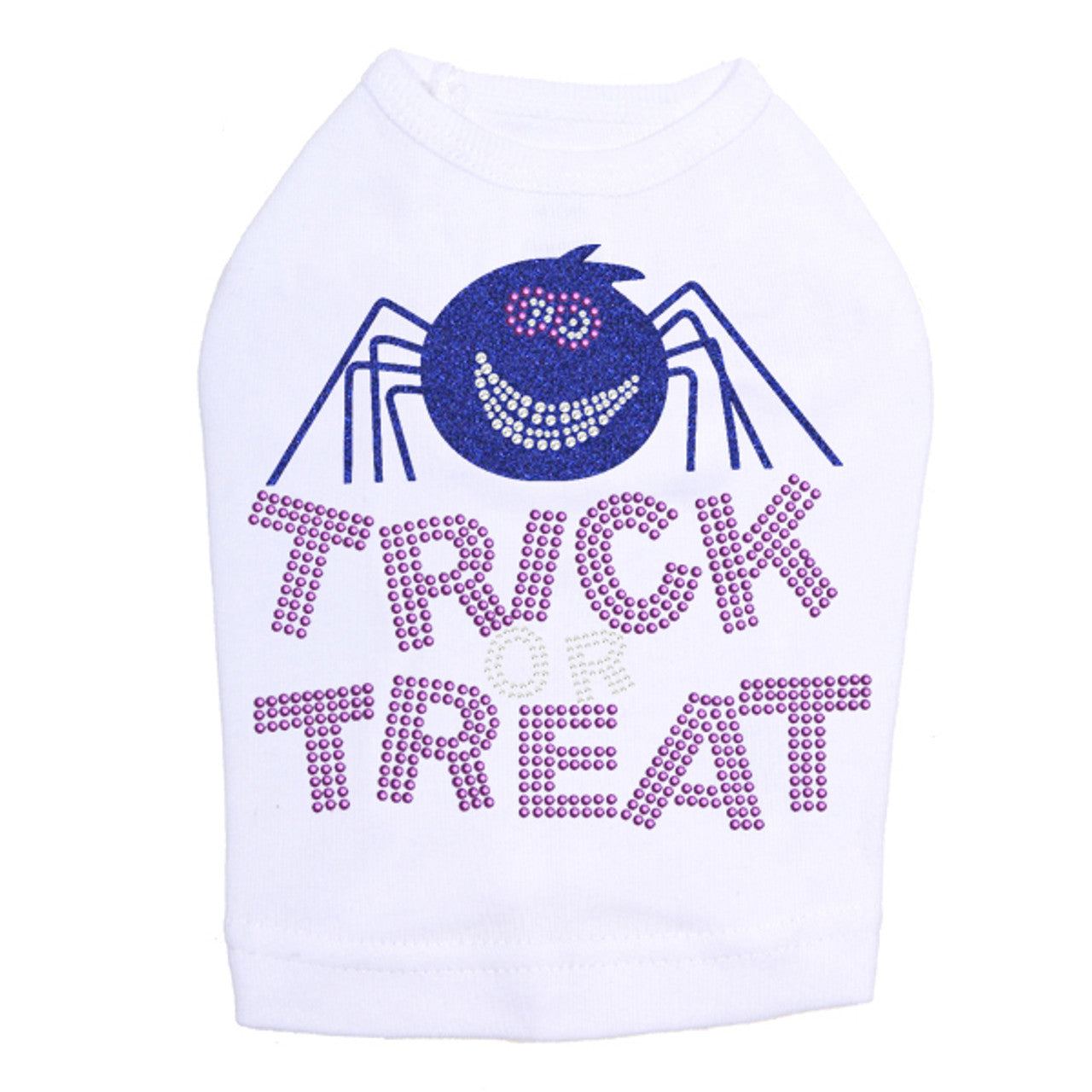 Trick or Treat with Blue Glitter Spider Halloween Custom Dog Tank