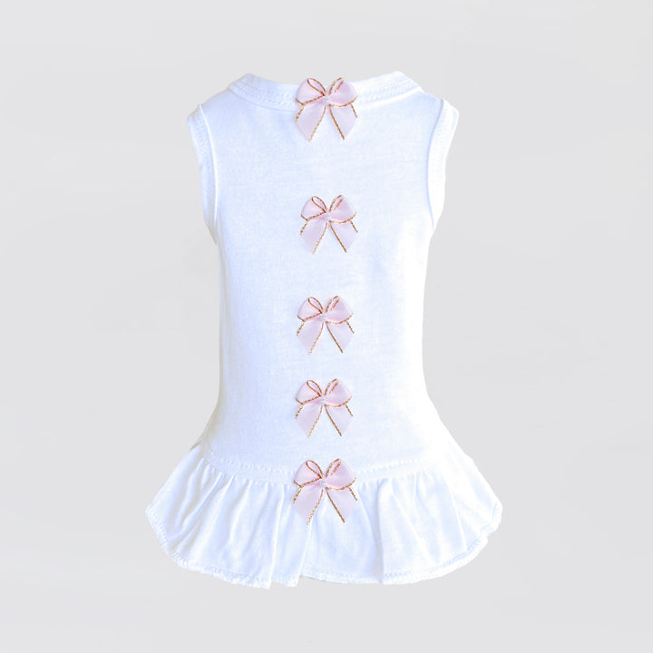 Summer Dog Dress with Pink Bow - Multi Colors