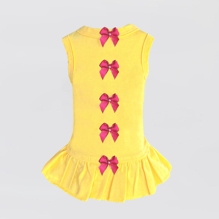 Summer Dog Dress with Pink Bow - Multi Colors