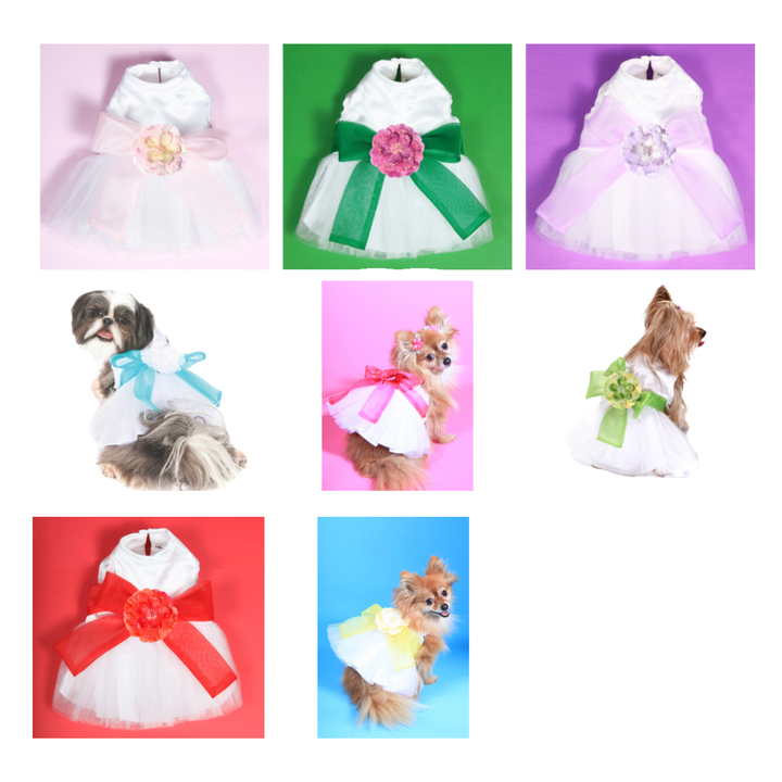 Madeleine Dog Dress with flower