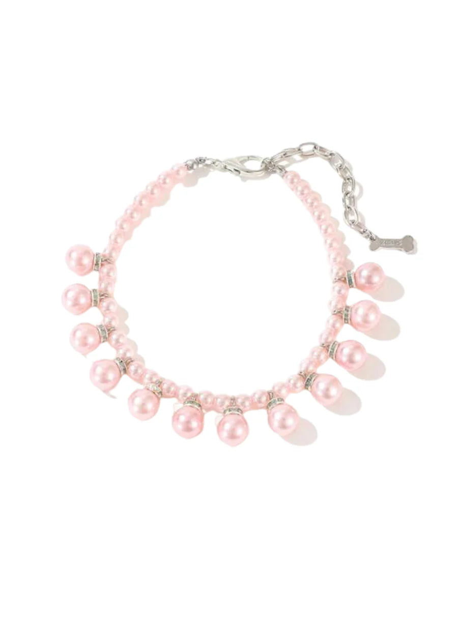 Drop Pearls Dog Necklace (Pink or Ivory)