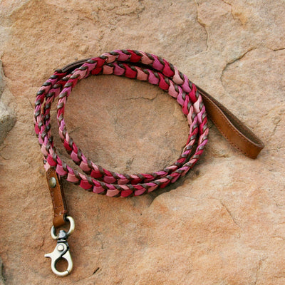 Shades of Pink Leather Dog Leash