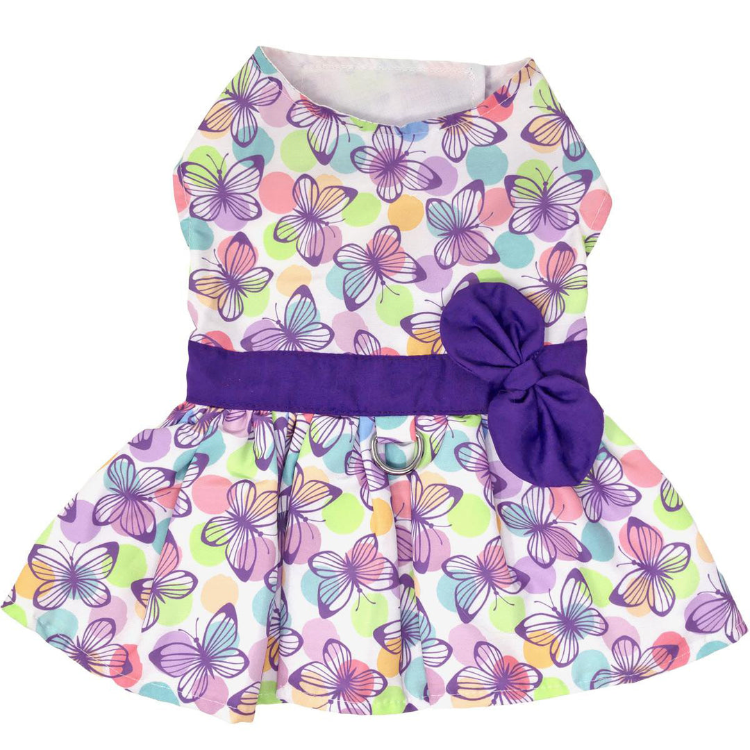 Purple Butterfly Dog Dress with Matching Leash Medium Purple Butterfly Dog Dress with Matching Leash Medium