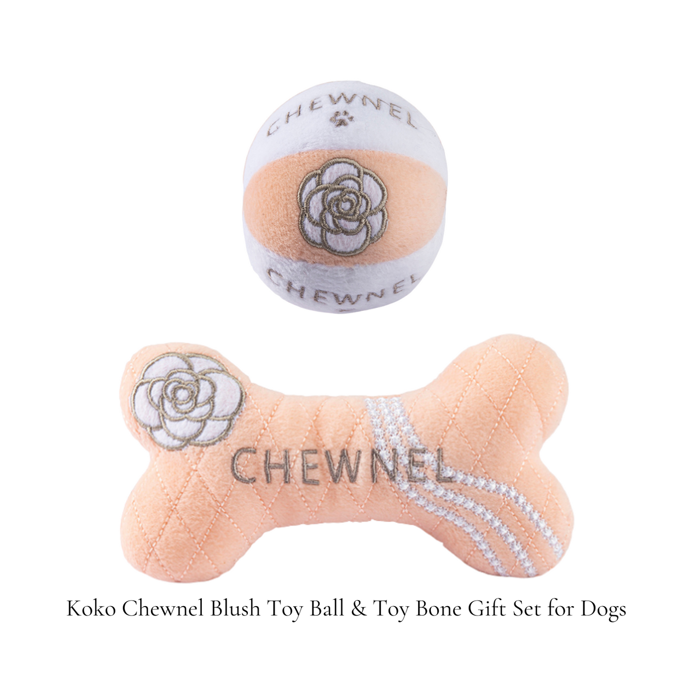 Koko Chewnel Blush Toy Ball & Toy Bone Gift Set for Dogs