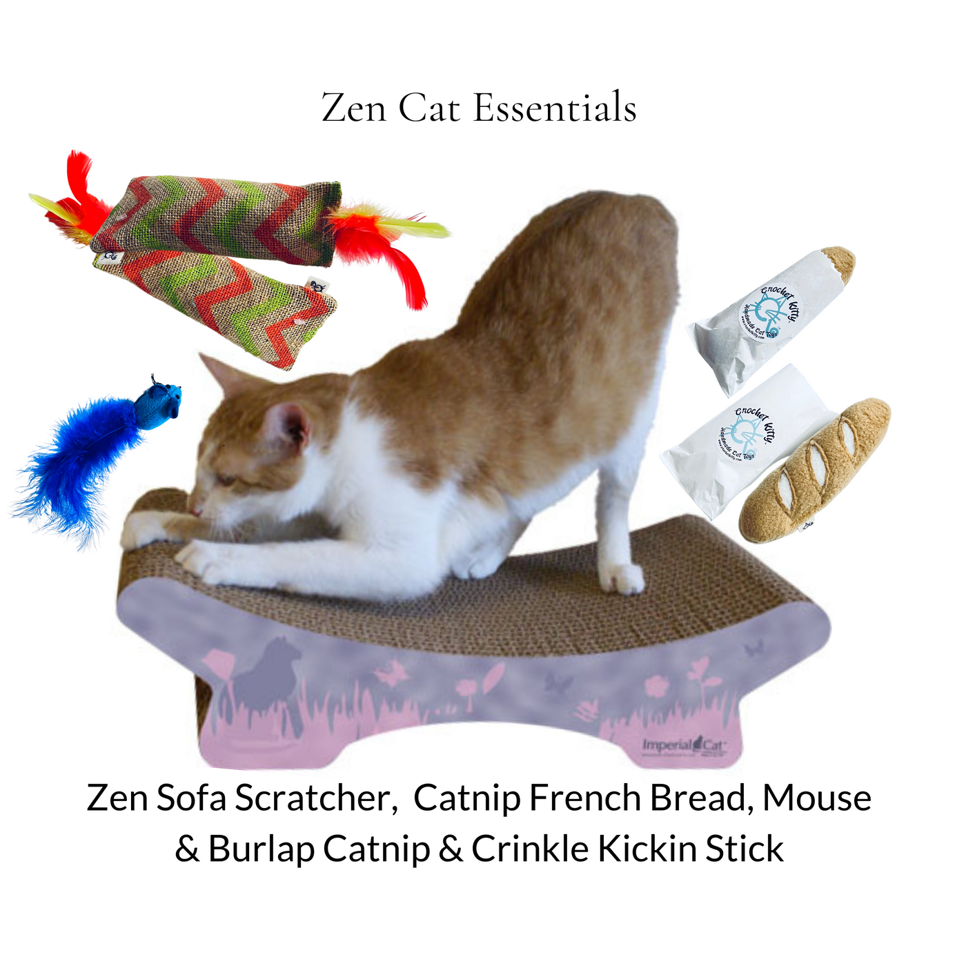 Zen Cat Scratching Board + 3 Toys