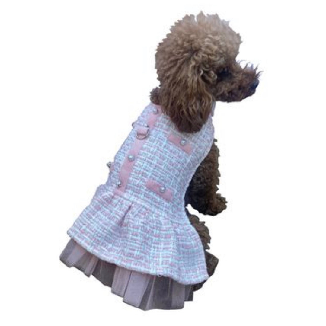 Elegant Dog Dress, Pink Plaid Chloe Cole Pet Couture Elegant Dog Dress, Pink Plaid Chloe Cole Pet Couture