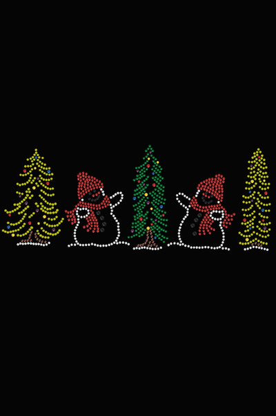 Two Snowmen In Trees