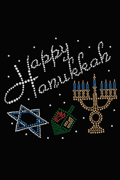 Happy Hanukkah Dreidel Menorah Star Of David