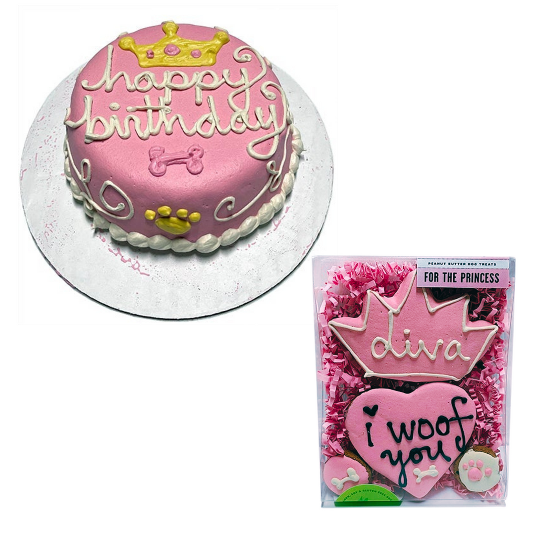 Princess Birthday Dog Cake + Party Box