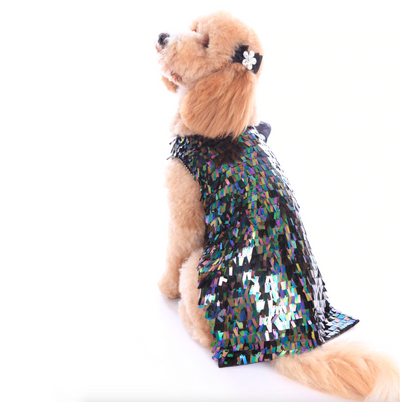 Black Iridescent Sequin Party Dress - Size XL (Custom Order Available)