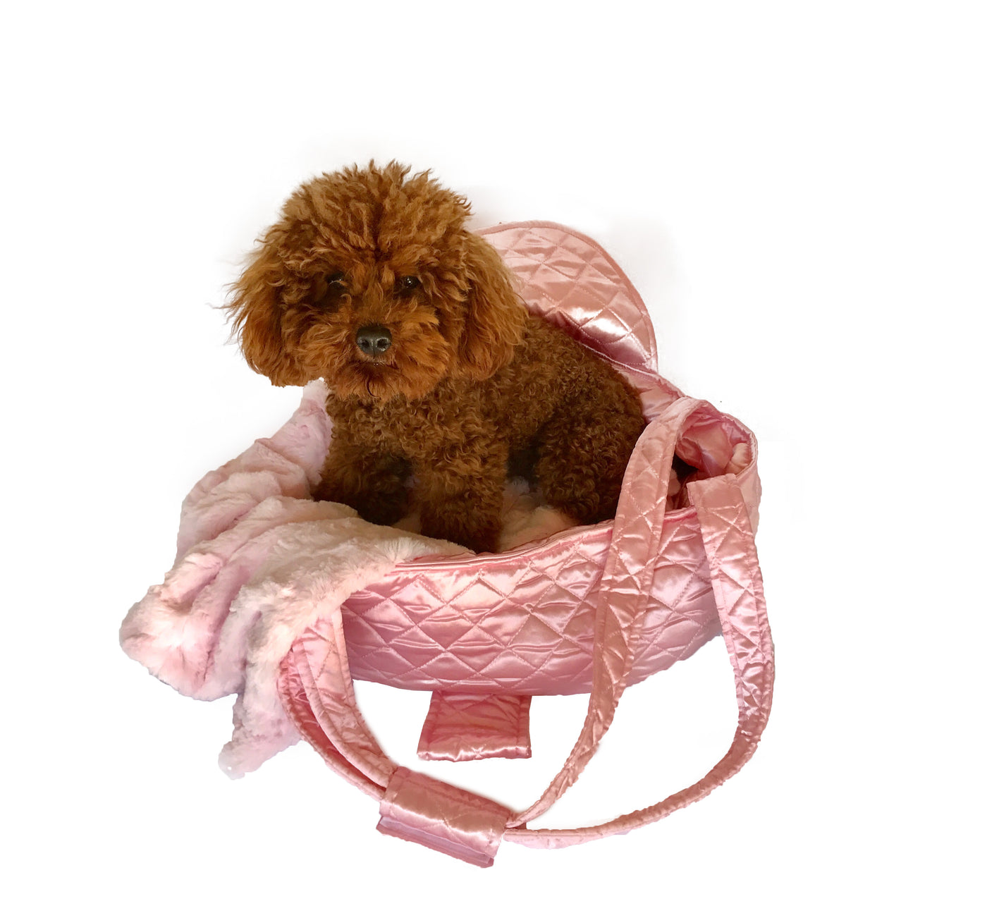 Brit Quilted Carrier in Pink Satin