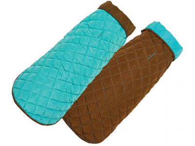Diamond Quilted Dog Coat - Aqua and Brown