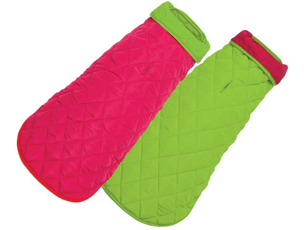 Diamond Quilted Dog Coat - Pink Lime