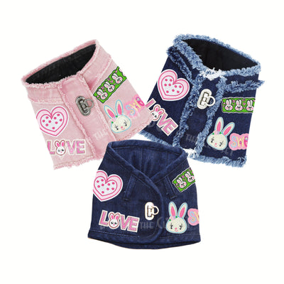 Easter Bunnies Denim Harness Vest for Dogs (3 Styles/Colors)