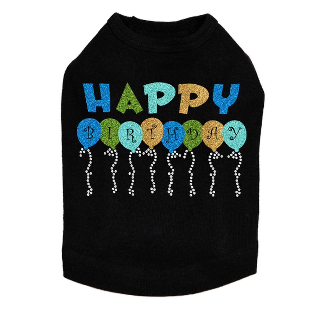 Happy Birthday Balloons (Blue) - Dog Tank - Choose Color