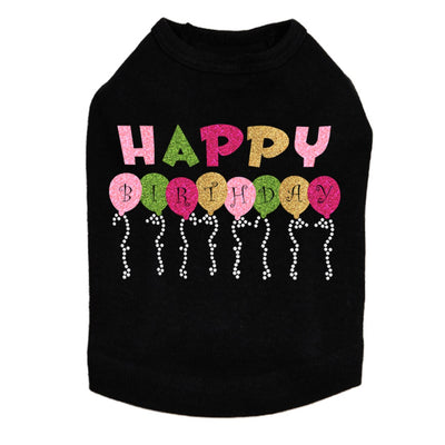Happy Birthday Balloons (Pink) - Dog Tank - Choose Color