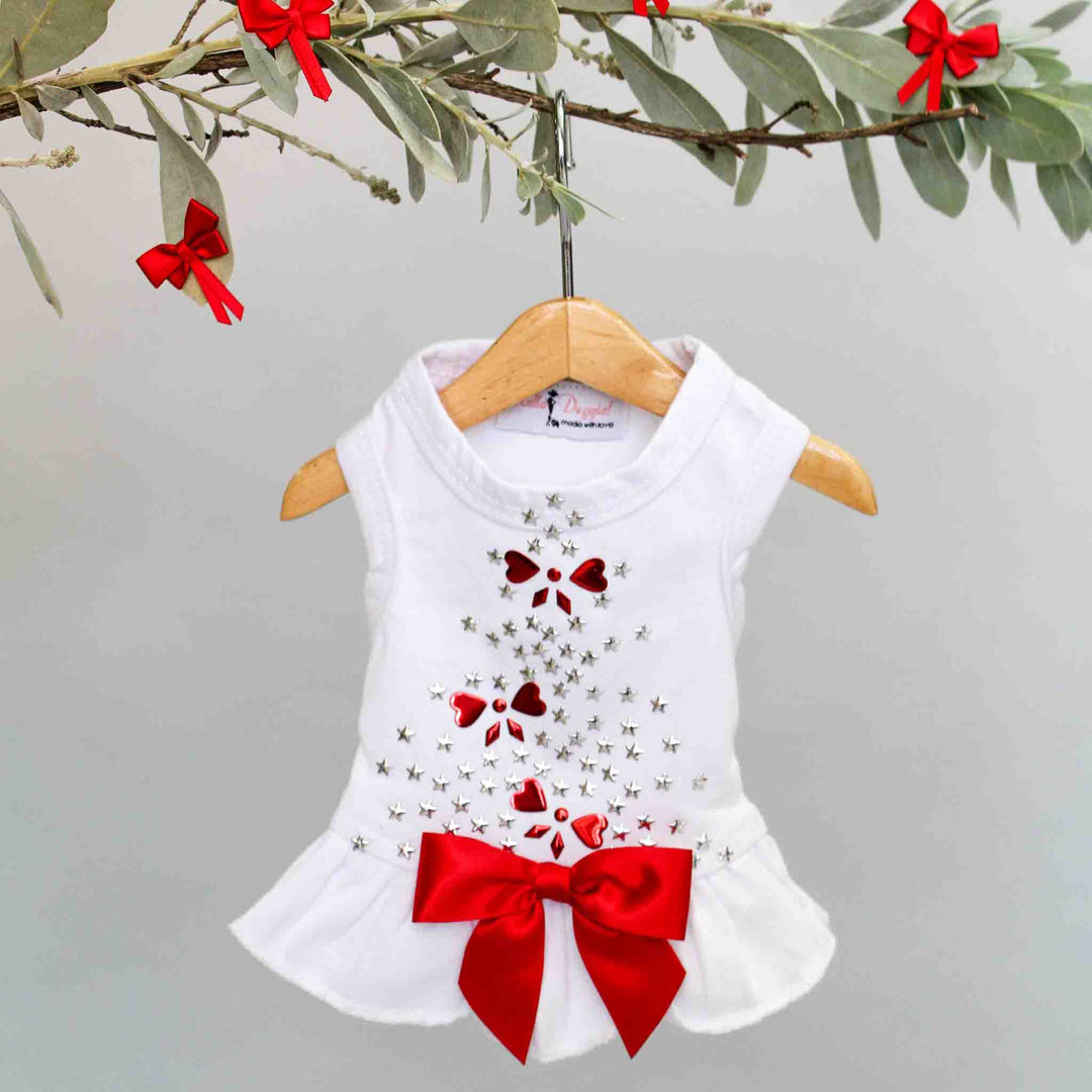 Holiday Sparkle Dog Dress White S Holiday Sparkle Dog Dress White S