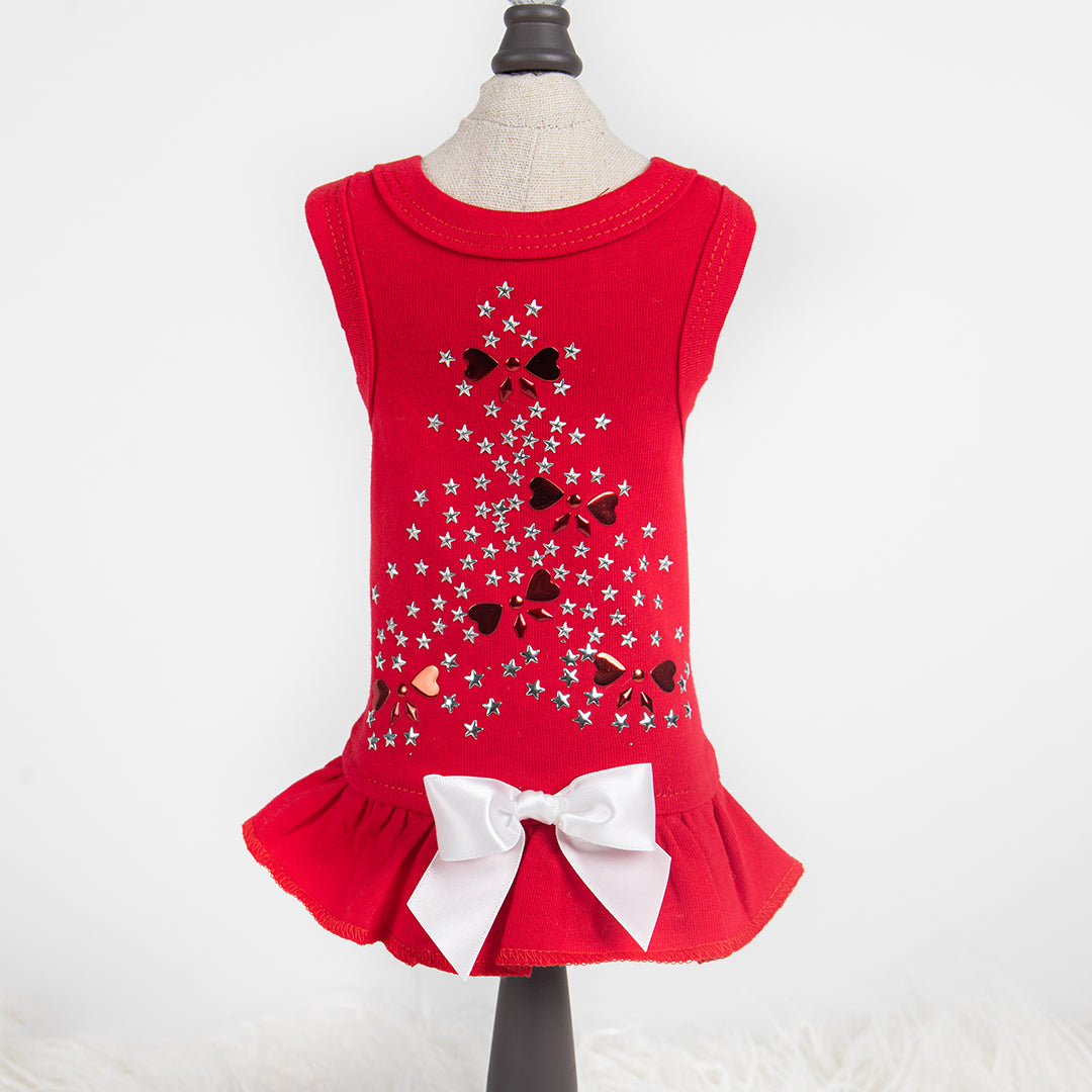 Holiday Sparkle Dog Dress - Red
