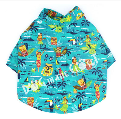 Teal Aloha Dog Shirt