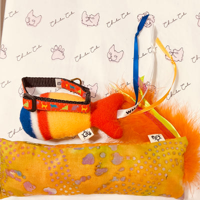 Colorful Cats Collar &  Cat Gift Box with 19 x 17 Catnip Mat
