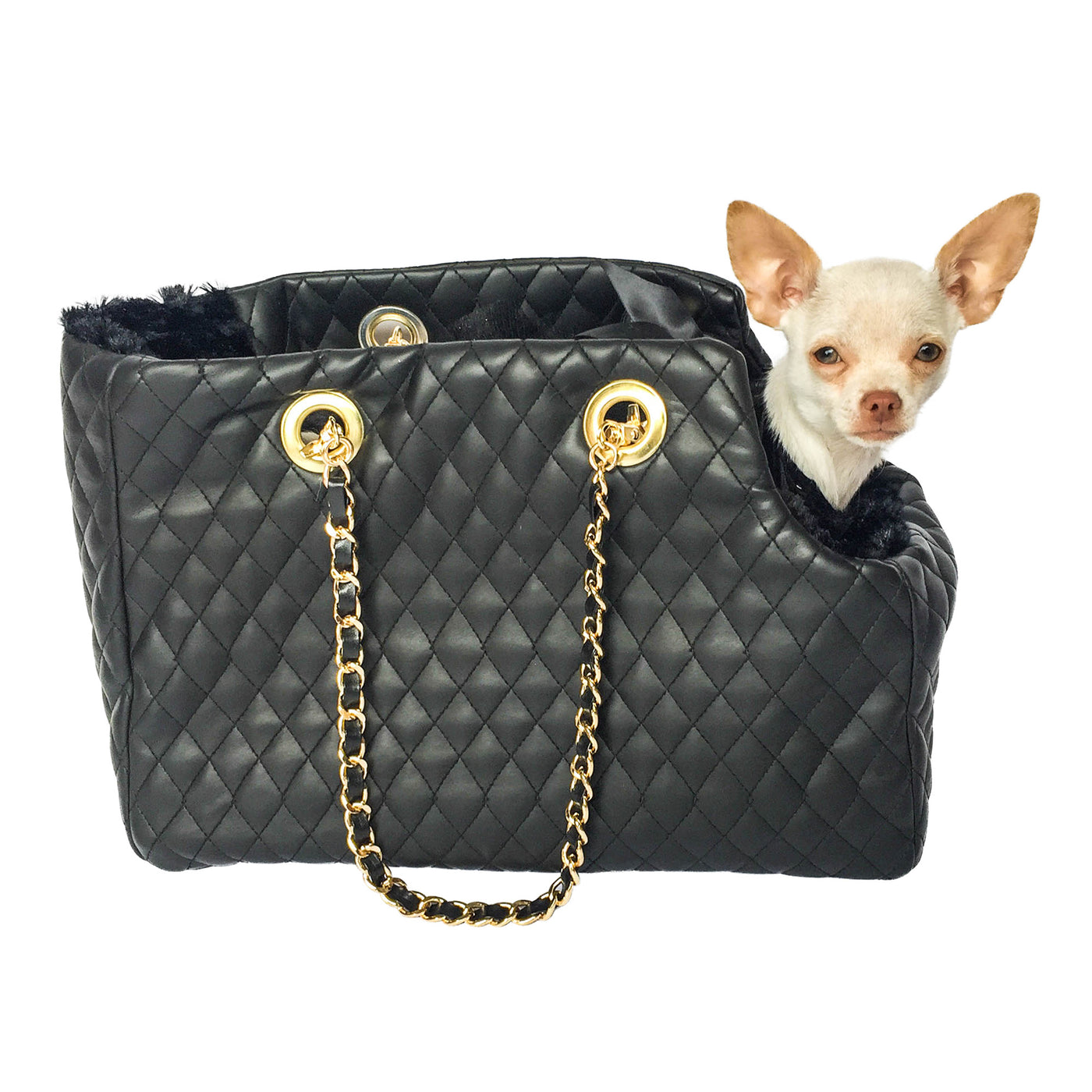 Kate Carrier in Quilted Black with Chain Straps