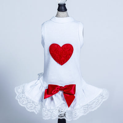 Puff Heart With Lace Dog Dress