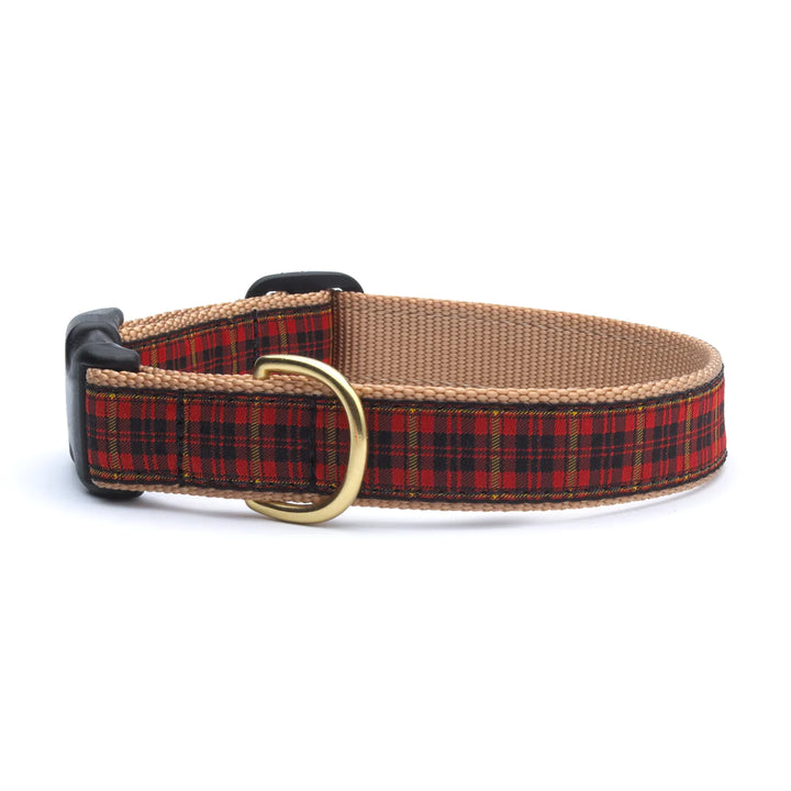 New Red Plaid Dog Collar (Optional Leash)