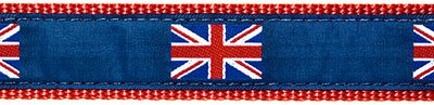 British Flag on Blue Ribbon Dog Collar